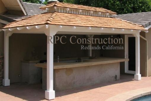 Custom Solid Roof Wood Gazebo BBQ Island Cover Southern California