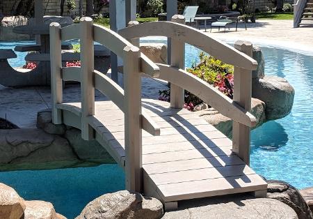 Custom Wood Garden Bridge for Yard, Landscape, Stream or Pool 