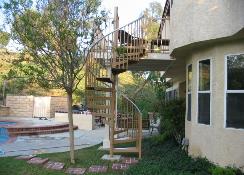 Deck with Spiral Staircase and Composite Wood Decking Yucaipa Ca.