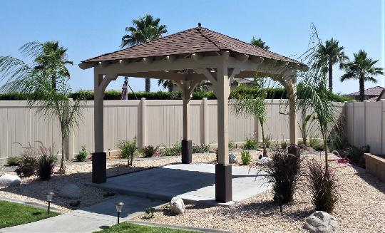 California Square Gazebo Solid Roof with Shingles