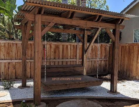 Unique Covered Outdoor Daybed Wood with Metal Roof California