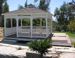 Square Wood Gazebo Solid Roof on Composit Deck Redlands Ca.